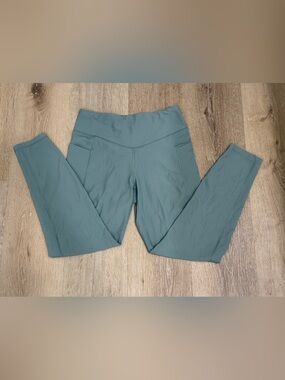 Old Navy Dusty Teal High-Rise Ribbed Leggings